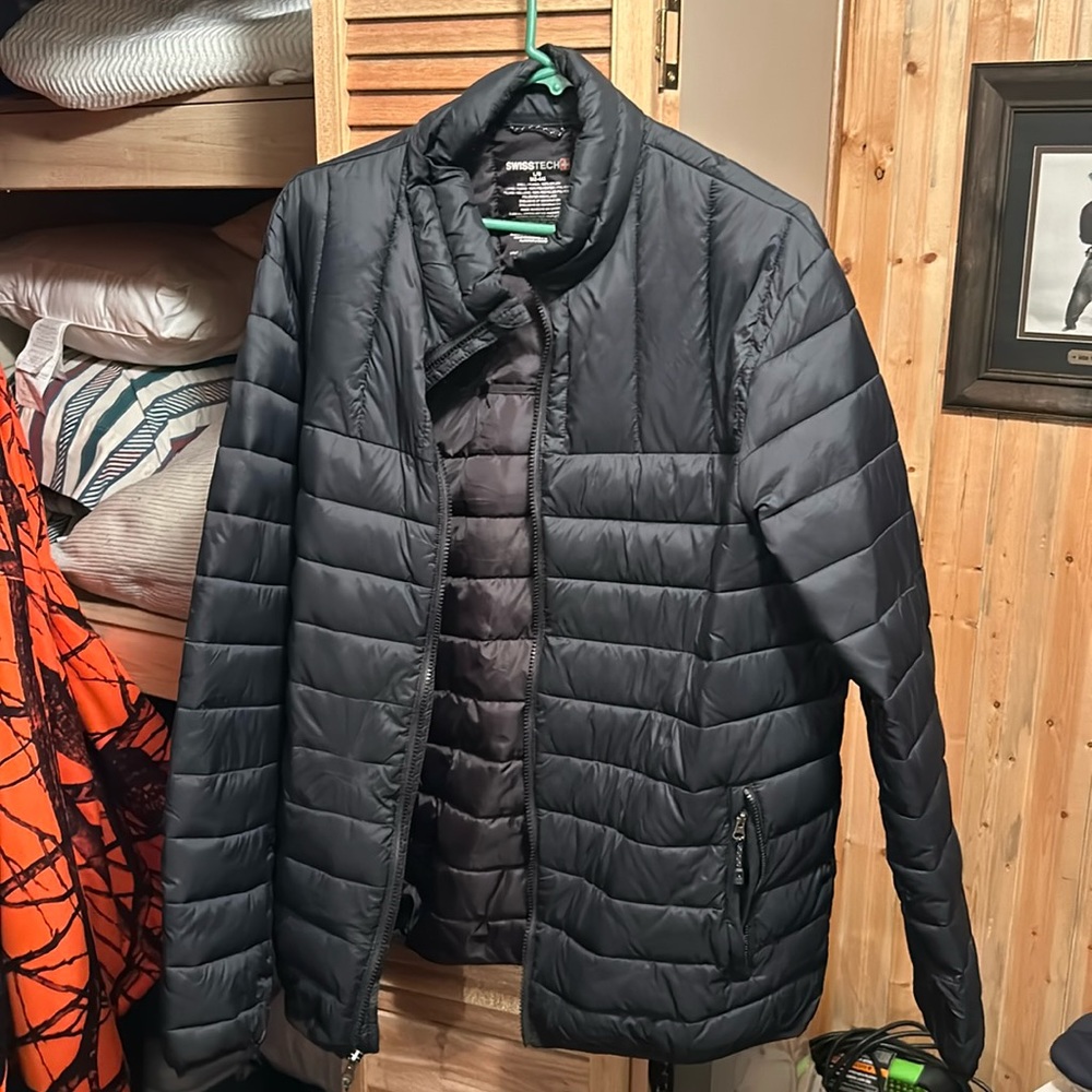 Swiss tech large black rain jacket